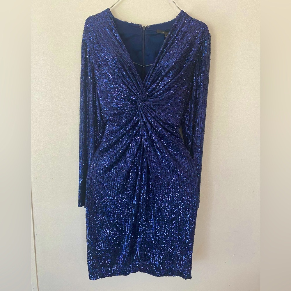 Blue sequins bodycon dress